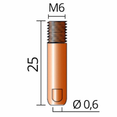TRAFIMET Kontaktná špička M6/25 Ø 0,6mm