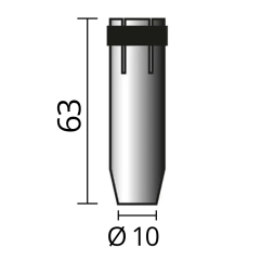 Rozmery silne zahnutej plynovej hubice Ø 10 / 63mm od značky SOLUTION