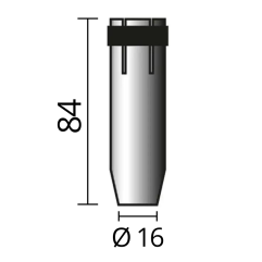 Rozmery zahnutej plynovej hubice Ø 16 / 84mm od značky SOLUTION
