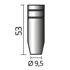 Rozmery zahnutej plynovej hubice Ø 9,5 (NW9,5), 53mm od značky SOLUTION