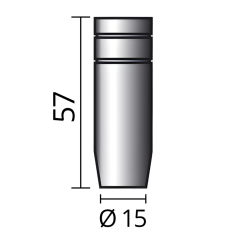 Rozmery zahnutej plynovej hubice Ø 15 / 57mm od značky SOLUTION