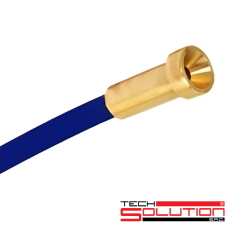 Detail na SOLUTION Oceľový bowden - modrý s logom