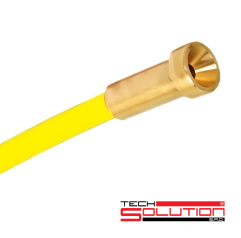 Detail na SOLUTION Oceľový bowden - žltý s logom