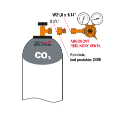 Redukcia pre pripojenie Argonového ventilu na CO2 flašu
